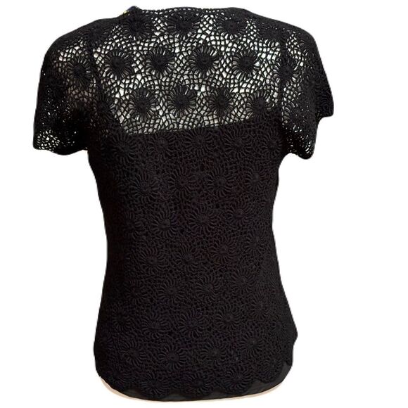LeRoy Knitwear Vintage Black Crochet Top | EUC | Scalloped Hem - Picture 3 of 5
